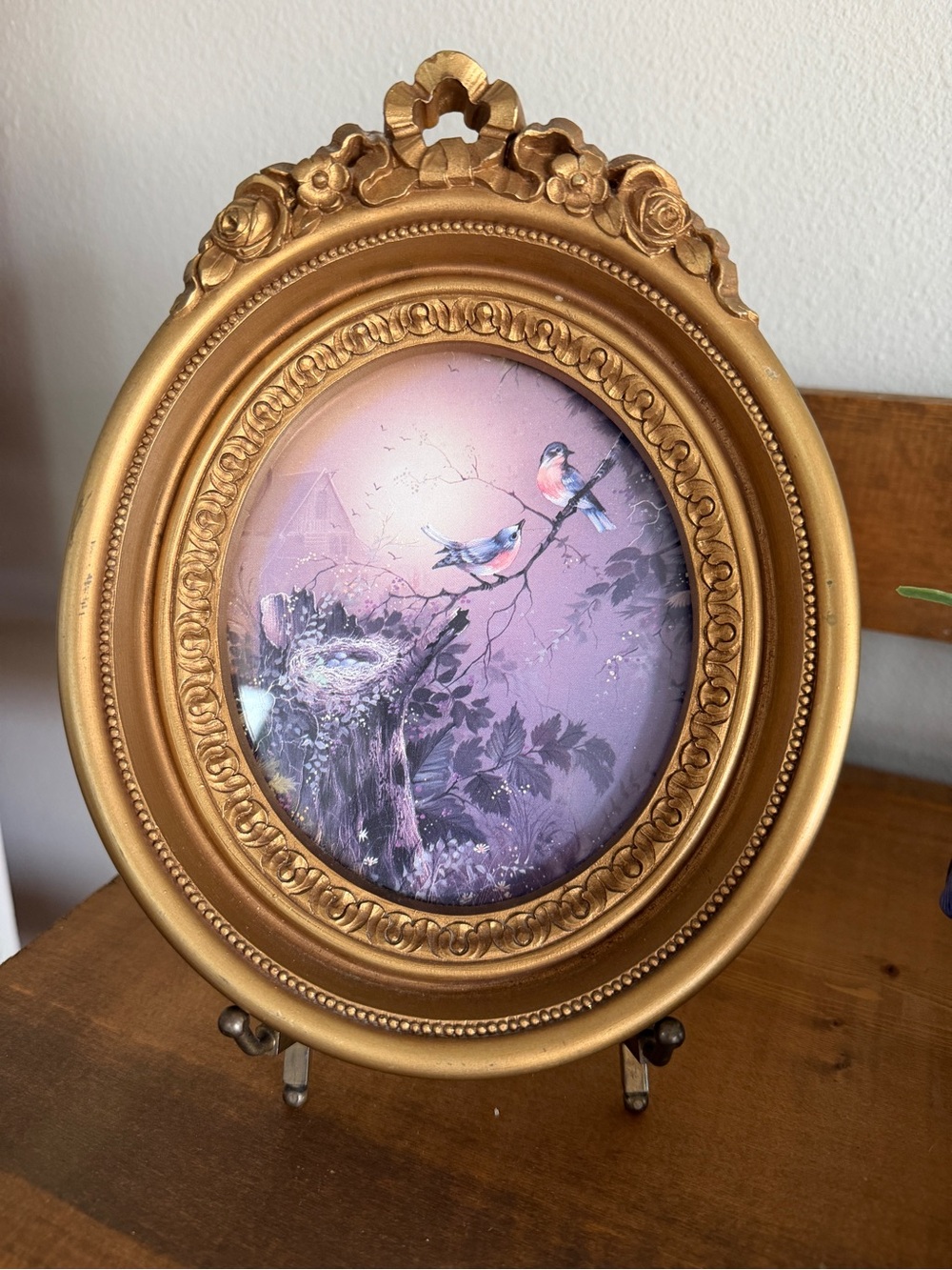 Homco Margie Morrow Birds Nest Framed Print Plaque 1982 3279 USA non smoker home